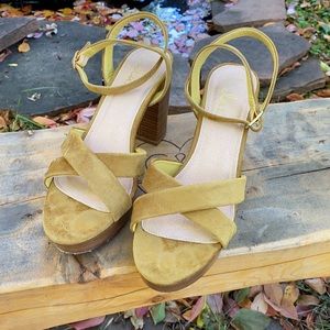 Gold Velvet Platform Heels